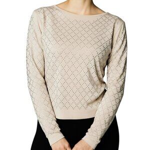 L/C Lizette Collection Cream Rhinestone Diamond Jewel Top Women's Size XL